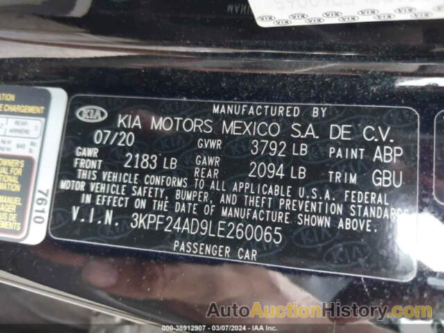 KIA FORTE LXS, 3KPF24AD9LE260065