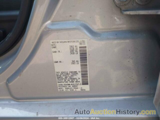 NISSAN ALTIMA SV FWD, 1N4BL4DV0MN402953