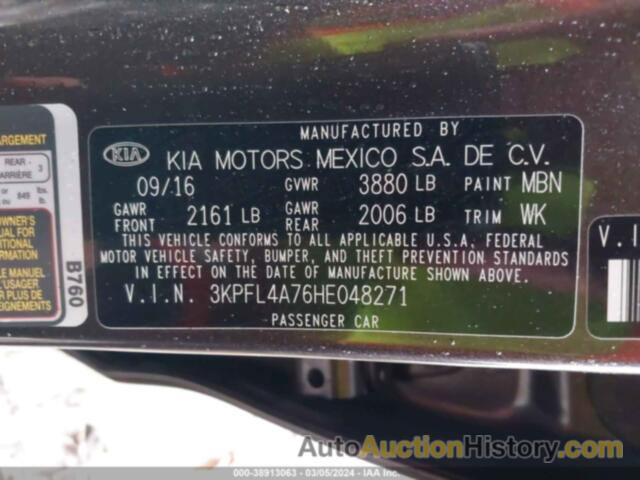 KIA FORTE LX, 3KPFL4A76HE048271