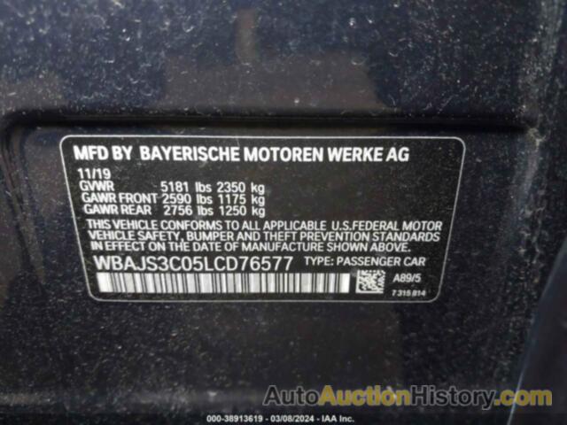 BMW 540I XDRIVE, WBAJS3C05LCD76577