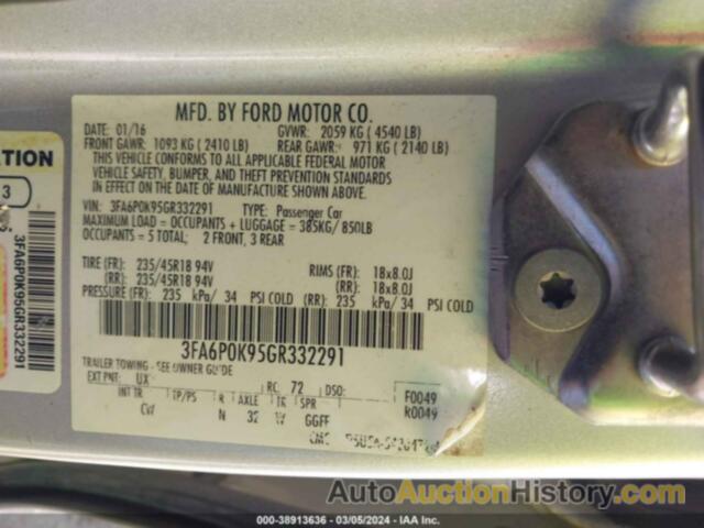 FORD FUSION TITANIUM, 3FA6P0K95GR332291