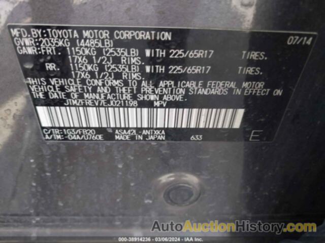 TOYOTA RAV4 LE, JTMZFREV7EJ021198