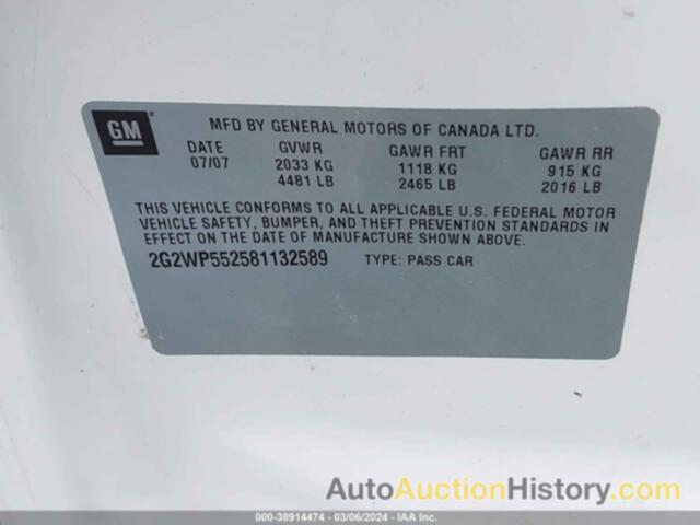 PONTIAC GRAND PRIX, 2G2WP552581132589