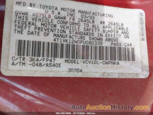TOYOTA CAMRY LE, 4T1VK12W0PU080339