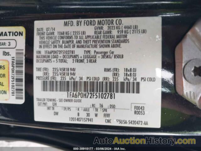 FORD FUSION SE, 1FA6P0H72F5102781