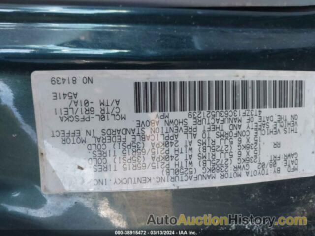 TOYOTA SIENNA XLE, 4T3ZF13C63U521239