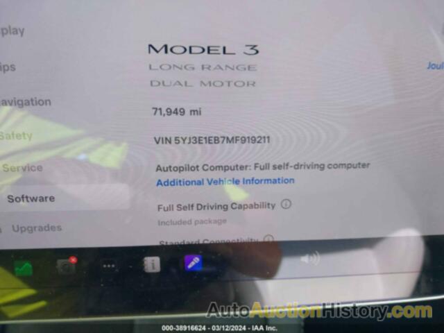 TESLA MODEL 3 LONG RANGE DUAL MOTOR ALL-WHEEL DRIVE, 5YJ3E1EB7MF919211