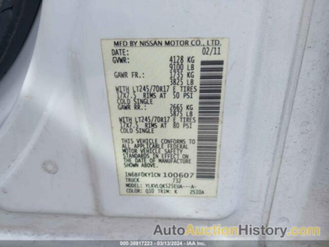 NISSAN NV 2500 NV2500 HD S V6, 1N6BF0KY1CN100607