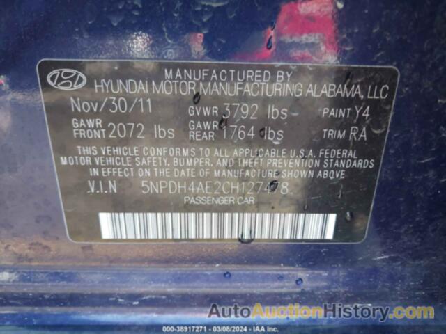 HYUNDAI ELANTRA GLS, 5NPDH4AE2CH127478