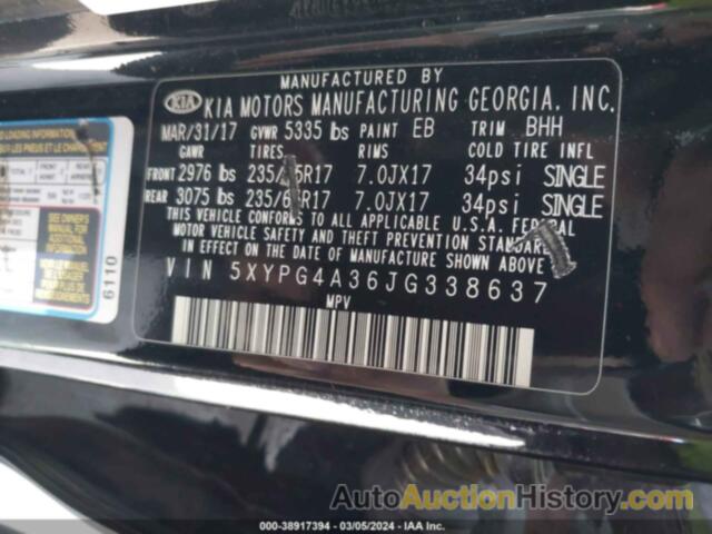 KIA SORENTO 2.4L LX, 5XYPG4A36JG338637