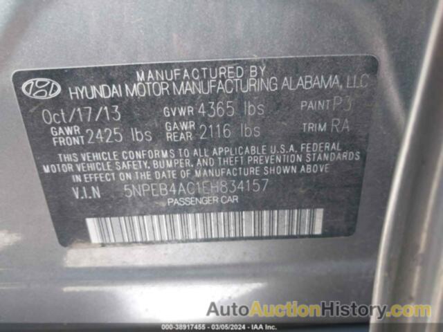 HYUNDAI SONATA GLS, 5NPEB4AC1EH834157