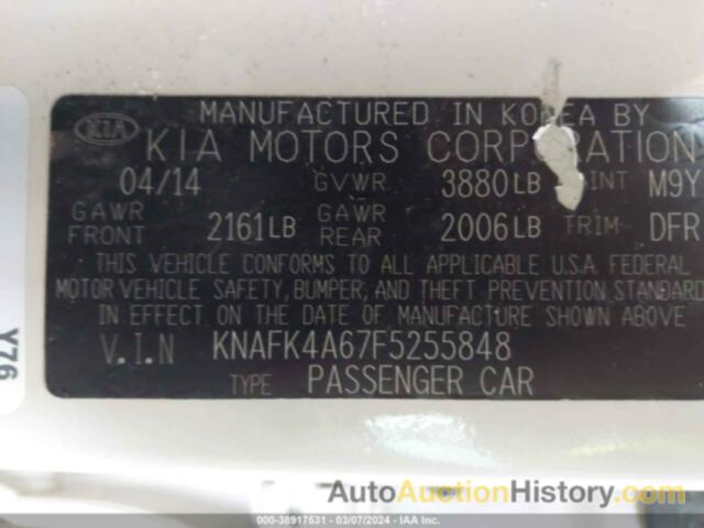 KIA FORTE LX, KNAFK4A67F5255848