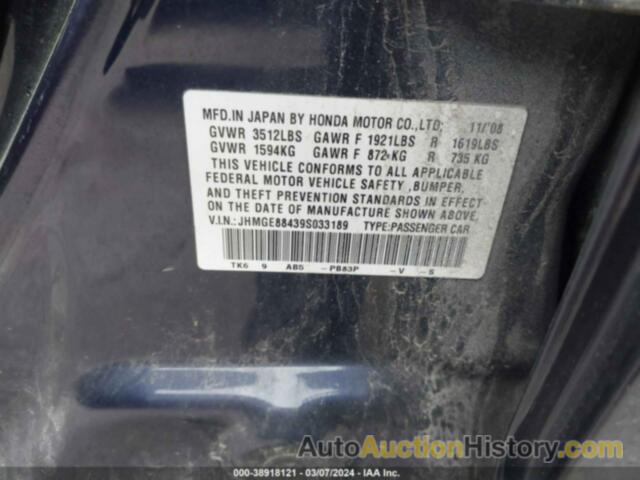 HONDA FIT SPORT, JHMGE88439S033189