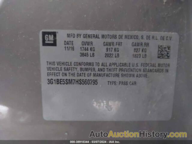 CHEVROLET CRUZE LT AUTO, 3G1BE5SM7HS560795