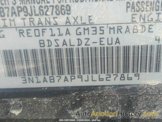 NISSAN SENTRA SV, 3N1AB7AP9JL627869