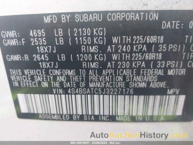 SUBARU OUTBACK 2.5I TOURING, 4S4BSATC5J3227176