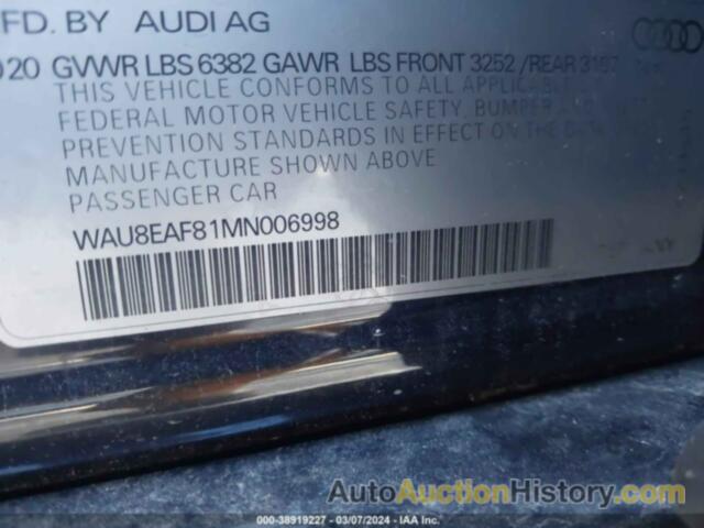 AUDI A8 L 60 TFSI QUATTRO TIPTRONIC, WAU8EAF81MN006998