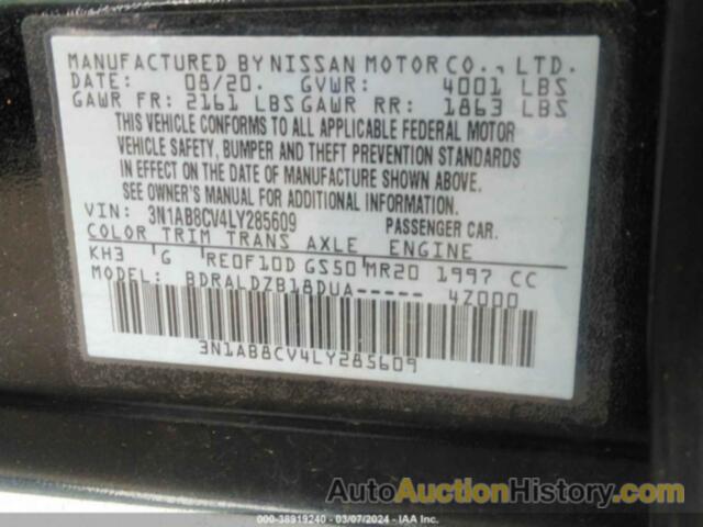 NISSAN SENTRA SV XTRONIC CVT, 3N1AB8CV4LY285609