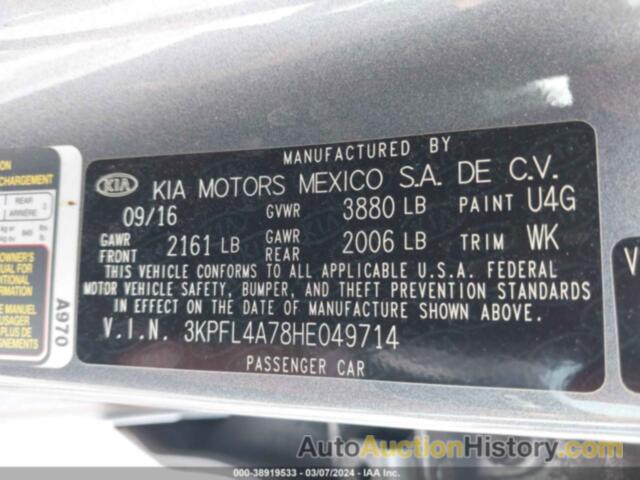 KIA FORTE S, 3KPFL4A78HE049714