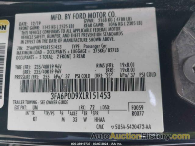 FORD FUSION TITANIUM, 3FA6P0D9XLR151453