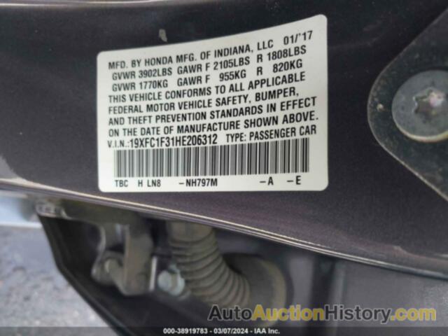 HONDA CIVIC EX, 19XFC1F31HE206312