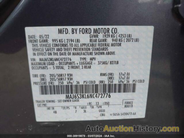 FORD ECOSPORT TITANIUM, MAJ6S3KL6NC472776