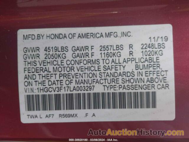 HONDA ACCORD HYBRID, 1HGCV3F17LA003297