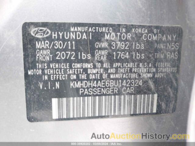 HYUNDAI ELANTRA LIMITED (ULSAN PLANT), KMHDH4AE6BU142324