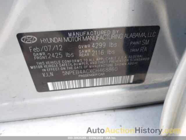 HYUNDAI SONATA GLS, 5NPEB4ACXCH468860