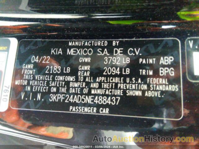 KIA FORTE LXS, 3KPF24AD5NE488437