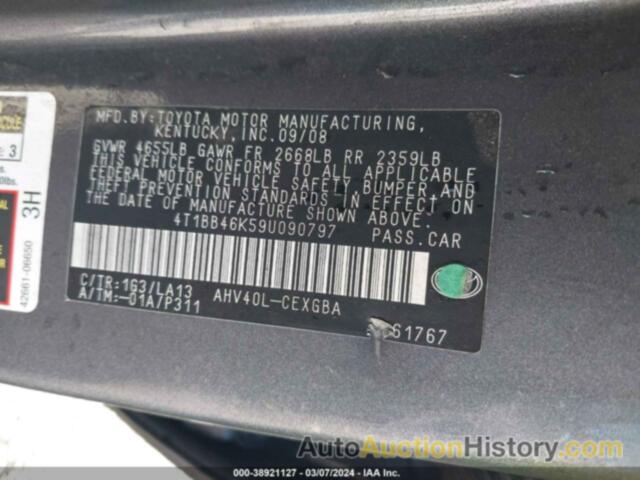 TOYOTA CAMRY HYBRID, 4T1BB46K59U090797