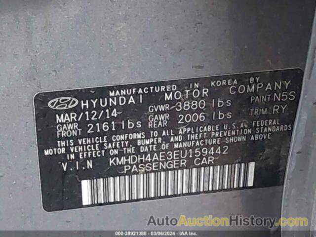 HYUNDAI ELANTRA LIMITED, KMHDH4AE3EU159442