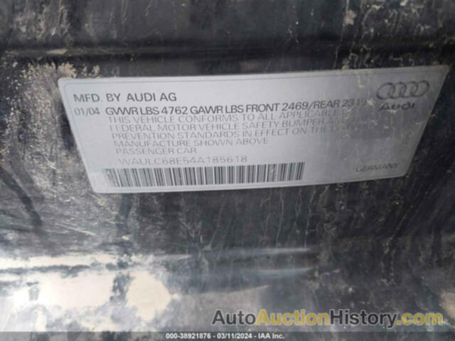 AUDI A4 1.8T, WAULC68E54A185618