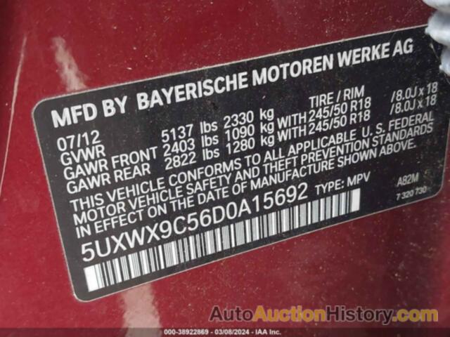 BMW X3 XDRIVE28I, 5UXWX9C56D0A15692