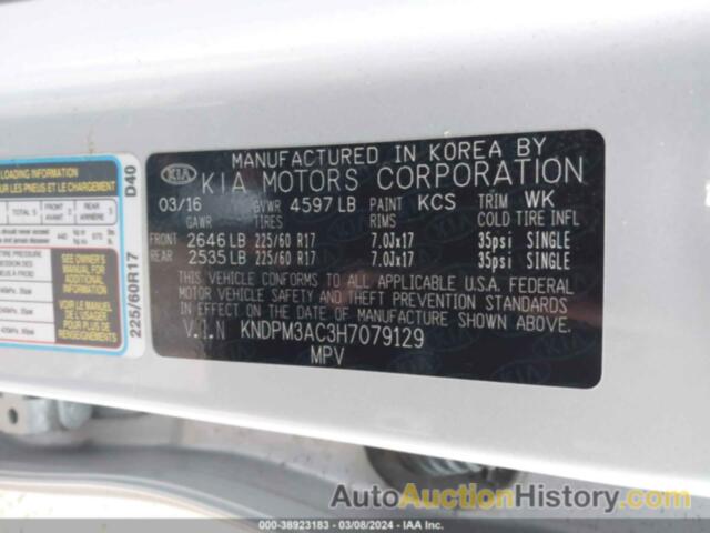 KIA SPORTAGE LX, KNDPM3AC3H7079129