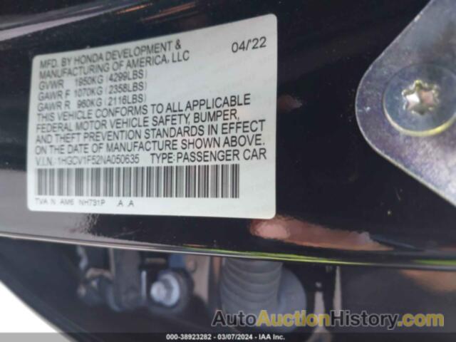 HONDA ACCORD EXL, 1HGCV1F52NA050635