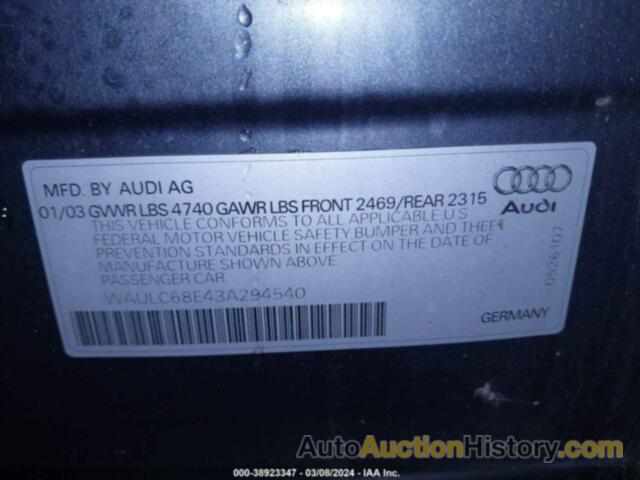 AUDI A4 1.8T QUATTRO, WAULC68E43A294540