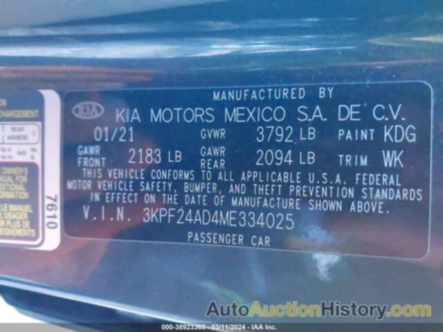 KIA FORTE LXS, 3KPF24AD4ME334025