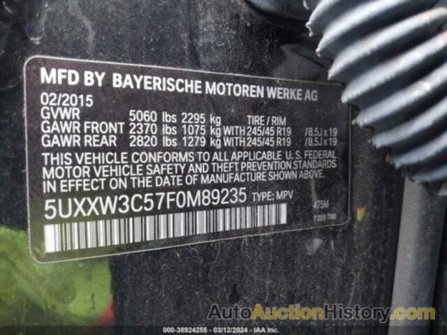 BMW X4 XDRIVE28I, 5UXXW3C57F0M89235