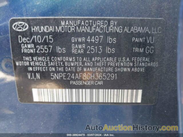 HYUNDAI SONATA SE, 5NPE24AF8GH365291