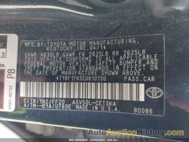 TOYOTA CAMRY SE SPORT, 4T1BF1FK5EU810130