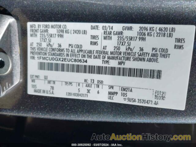 FORD ESCAPE SE, 1FMCU0GX2EUC80634