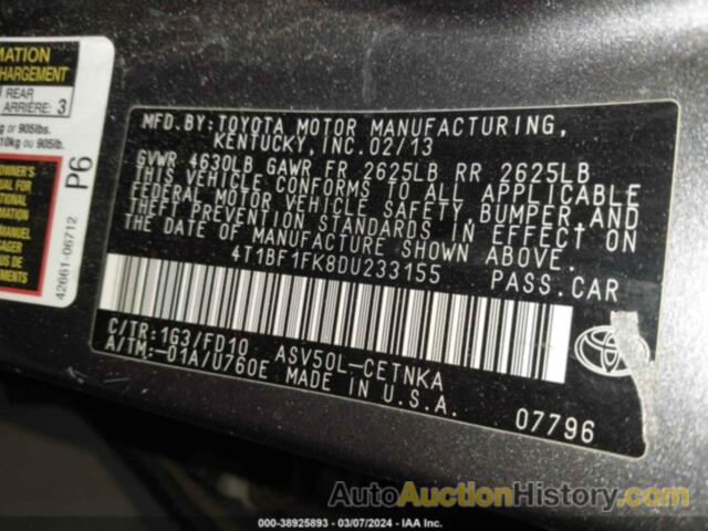 TOYOTA CAMRY LE, 4T1BF1FK8DU233155