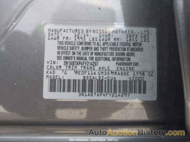 NISSAN SENTRA SV, 3N1AB7AP4FY214297