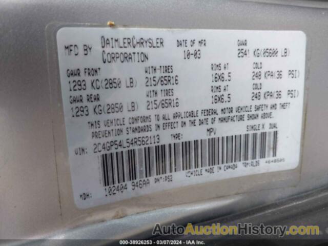 CHRYSLER TOWN & COUNTRY TOURING, 2C4GP54L54R562113