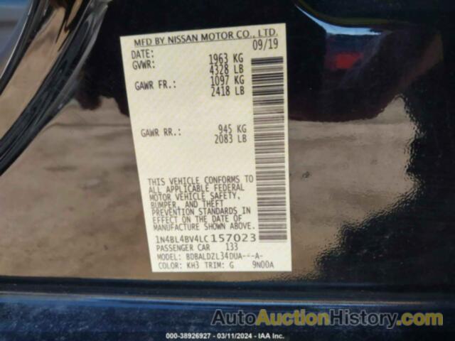 NISSAN ALTIMA S FWD, 1N4BL4BV4LC157023