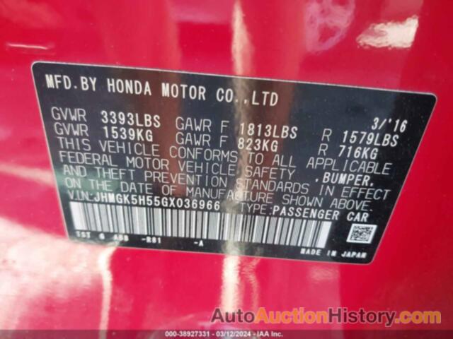 HONDA FIT LX, JHMGK5H55GX036966