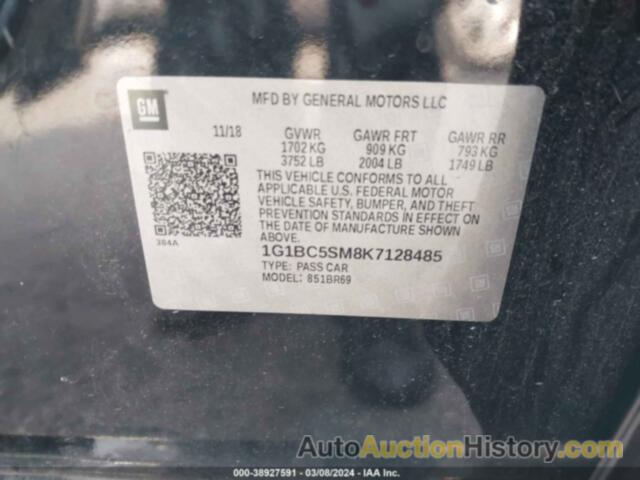 CHEVROLET CRUZE LS, 1G1BC5SM8K7128485