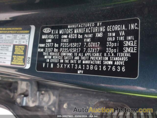 KIA SORENTO LX, 5XYKT3A13BG167636