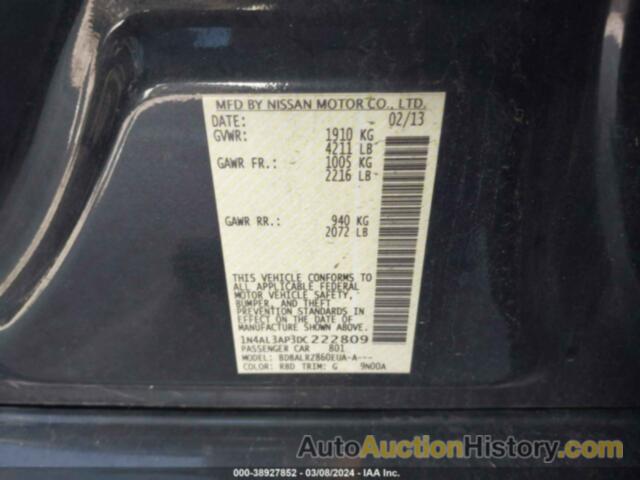 NISSAN ALTIMA 2.5 S, 1N4AL3AP3DC222809